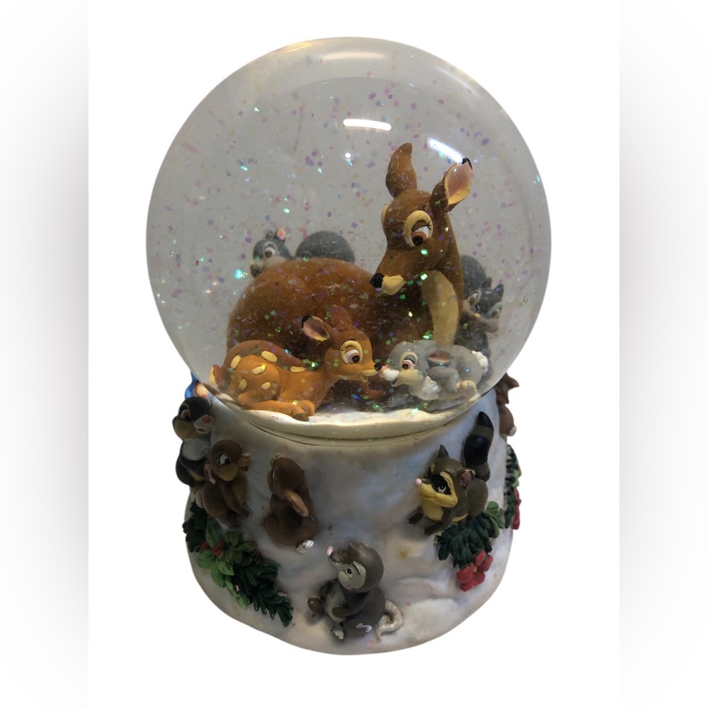 Disney Snow Globe Bambi & Forest Friends Cantique De Noel by Enesco Music Globe